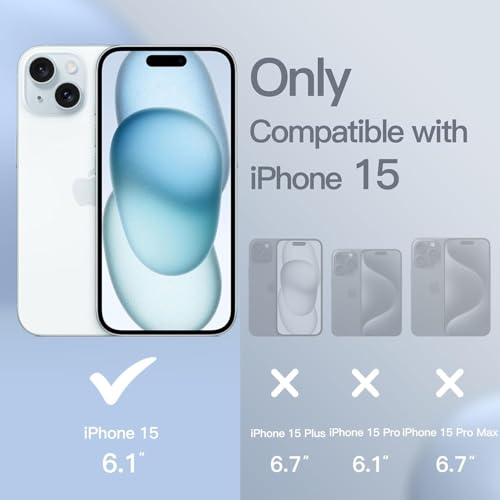 Image of DIZORO Compatible iPhone 15 Case,Compatible with MagSafe, Non Yellow Military-Grade Drop Protection & Hard PC Back Cover Slim Transparent Anti-Scratch Shockproof Phone Case (Official Blue)