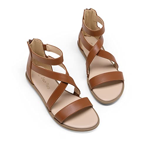 Image of DREAM PAIRS Girls Gladiator Sandals with Zipper Strappy Sandals Toddler /Little Kid /Big Kid