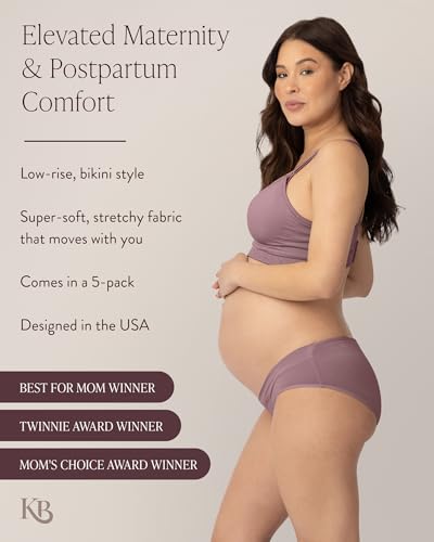 Image of Kindred Bravely Under the Belly Bikini Maternity Underwear for Women and Postpartum Underwear 5 Pack