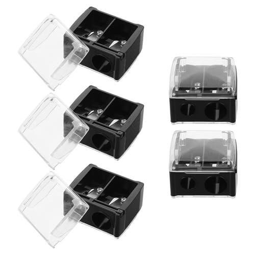 PACKOVE 5pcs Dual Hole Makeup Pencil Sharpener for Lip Liner and Eyeliner, Portable Manual Cosmetic Pencil Sharpener for Women’s Stationery and Beauty Tools