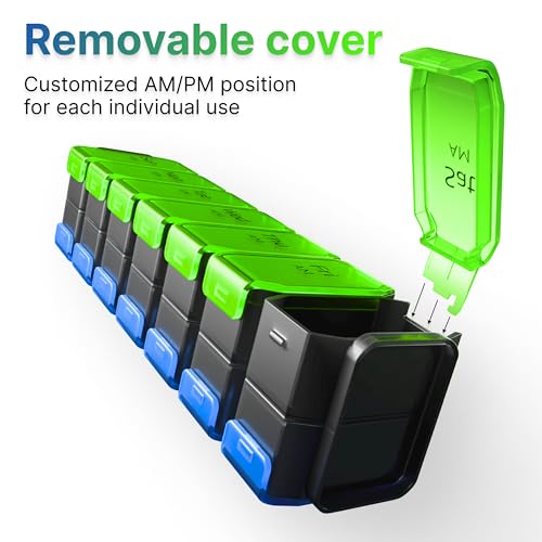 Image of Extra Large Pill Organizer 2 Times a Day - XL Pill Box 7 Day with Big AM /PM Compartments - Fits Large Vitamins, Supplements & Gummies, for 7 or 14-Day Use, Color-Coded, Senior-Friendly, No Spills