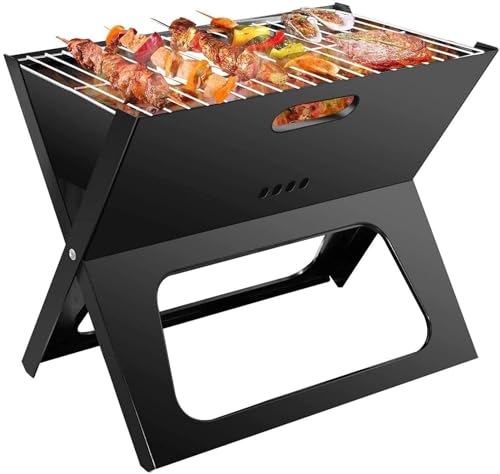 Barbecue charbon pliable ultralégger en acier inoxydable à montage rapide