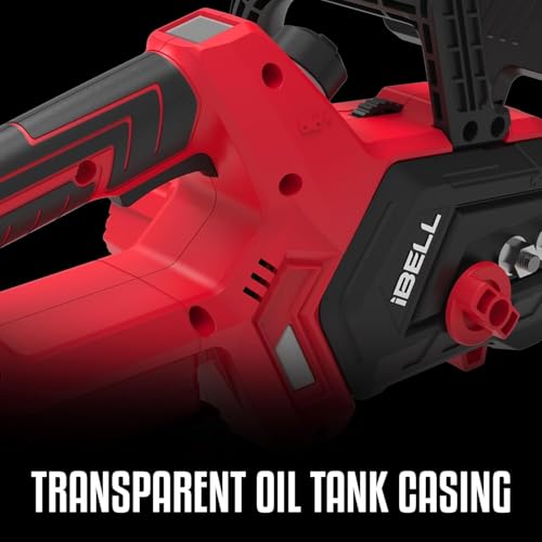 Image of iBELL BS20-12 Cordless Brushless Chainsaw | 1200W | 20V Max | 12 inch Guide Bar | 2 x 4.0Ah Li-Ion Battery | 4500 RPM | Tree & Branch Cutter with BMC - 12 Months Warranty