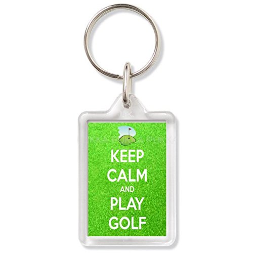 Pukka PrintingKeep Calm And Play Golf - Keyring (Large: 50x35mm)