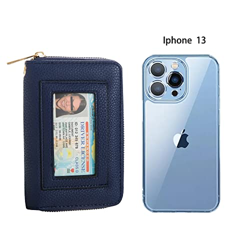 Facai RFID Credit Card Holder for Women - Small Wallet Women with ID Window - Card Holder Wallet Navy4