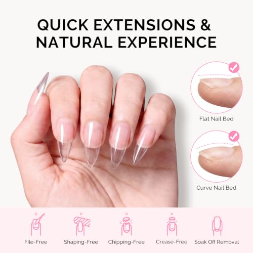 Image of MelodySusie Medium Stiletto X Nail Tips - 16 Sizes 160 Pcs | Pre-Shaped Soft Gel,Half Matte Full Cover Clear Acrylic Press on Nails for DIY Extension&Salon,Long-Lasting Manicure