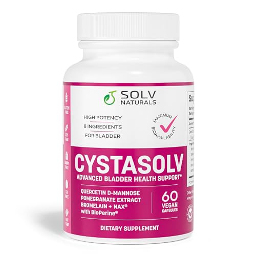 SOLV NATURALS CYSTASOLV Bladder & Pelvic Discomfort Formula - Enjoy Less Urgency & Flares* with Daily IC/BPS UTI Support Premium Bladder & Urinary Support for Women & Men - 60 Vegan Capsules