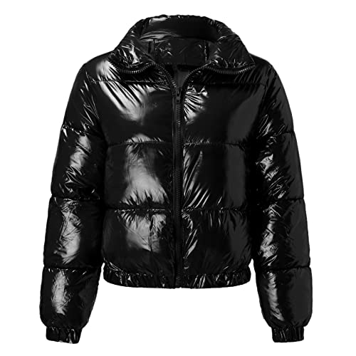 Manteau en duvet grande taille noir XXL col montant et poches pour femme