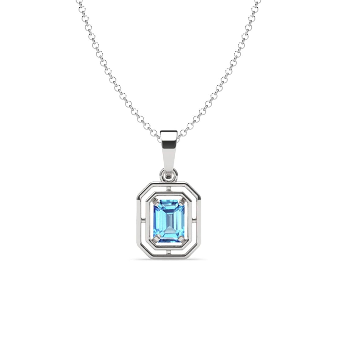 clara Pure 925 Sterling Silver Blue Solitaire Men Pendant Necklace | With or Without Chain | Gift for Men & Boys |Platinum Plated, Swiss Zircon-picture-28