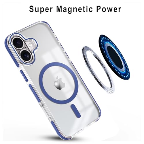 Image of MINTZZ ️ for iPhone 16 Case, Compatible with MagSafe, Military-Grade Protection, Yellowing Resistant, Scratch-Resistant TPU Back, Magnetic Phone Case for iPhone 16 Navy Blue