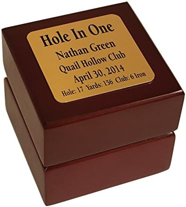 Golf Hole-in-One Ball Display Box with Custom Brass Plate | Personalization Included | Rosewood Finish