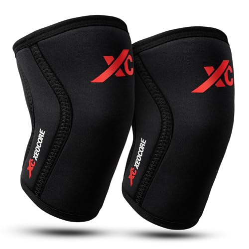 XEOCORE Ultra 7mm Knee Sleeves – Premium Compression Support for CrossFit, Weightlifting, Powerlifting & Squats – Non-Slip Neoprene, Reinforced, Durable – Men & Women – Pair (L)