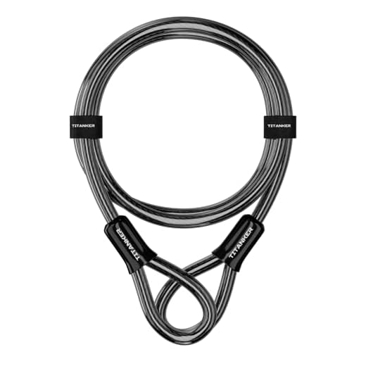Titanker Bike Cable Lock, Thick Heavy Duty Security Vinyl Coated Flexible Steel Cable with Loop End (4FT(12mm))
