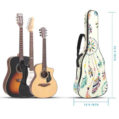 Housse de guitare en tissu Oxford épais rembourré avec boucle de suspension et sangle de cou Motif attrape-rêves et plumes 101,6 cm, Multicolore., 42.9×16.9×4.7 in, Sac de transport tendance pour - Les Beatles, Paul McCartney, John Lennon, RIngo Starr, George Harrison Housse de guitare en tissu Oxford épais rembourré avec boucle de suspension et sangle de cou Motif attrape-rêves et plumes 101,6 cm, Multicolore., 42.9x16.9x4.7 in, Sac de transport tendance pour – Image 6