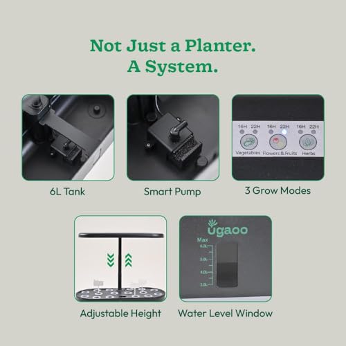 Image of UGAOO Smart Indoor Hydroponic System for Home with LED Grow Light | Indoor Hydroponic Garden | Smart Garden | Indoor Grow Kit | 6L Water Tank | 3 Grow Modes | Starter Kit