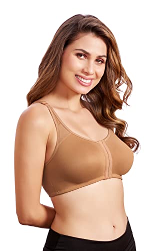 Image of MAROON 922 Women Cotton Brushed Lycra Full Coverage No Bounce, Non-Wired, Non-Padded Front Open Magic Bra with Back Support
