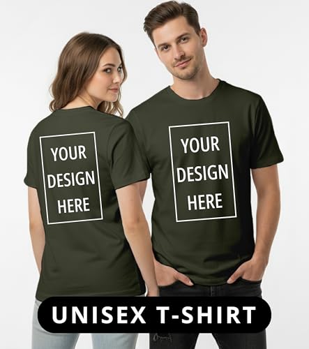 Image of Peppyzone Customised T Shirt for Men & Women | Cotton Unisex Personalised Photo & Text Printed Customized Tshirt | Custom Printing T-Shirt with Name, Logo, & Design