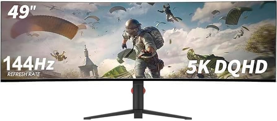 49インチ超ワイドデュアル 144Hz 5K DQHD モニター (144HZ) Amazon.co.jp: YOGAES 49インチ5K 超ワイドデュアルQHD（5120 x