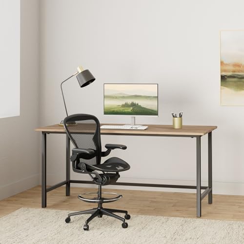 Herman Miller Aeron Drafting Stool Size B with After Market Drafting Ring, Aluminum