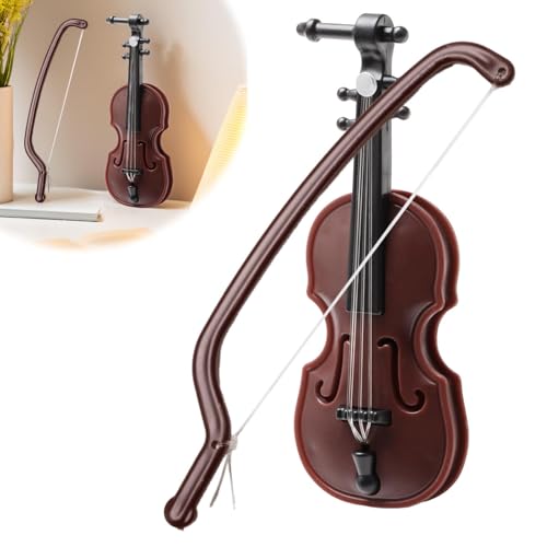 Miniature Violin 8cm Smallest Wooden Tiny Violin with Bow Stand Support