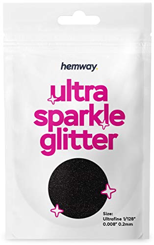 Hemway Ultra Sparkle Glitter - Ultrafine 1/128" .008" 0.2mm - Black - Cosmetic Safe, Fine Slime, Crafts, Weddings, Decorations, Art, Beauty, Decoration Scrapbooking - 10g Sample