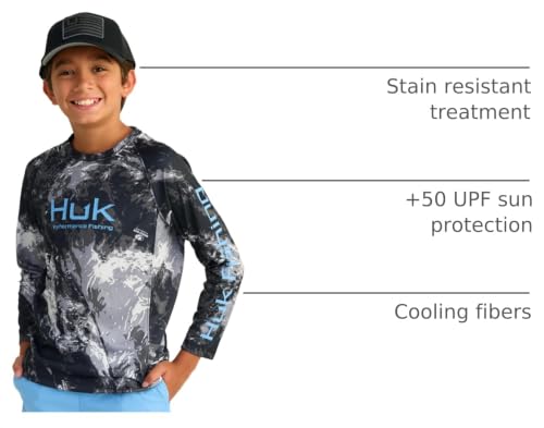 Image of HUK Kids Pursuit Pattern Long Sleeve Shirt, Fishing Shirt for Kids