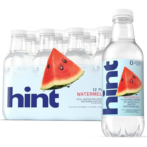 Hint Fruit-Infused Bottled Water, Watermelon - Sugar Free Flavored Water with Zero Calories, Naturally Flavored, and No Artificial Sweeteners - 16 Fl Oz (Pack of 12) by Hint - Used condition - US$9.47
