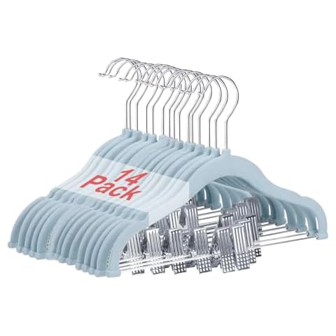 Wellong Velvet Baby Clothes Hangers with Clips Cover