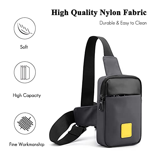 FANDARE Sling Bag Small Backpack Bags for Men Chest Pack Shoulder Backpacks Crossbody Bags Multipurpose Daypacks Outdoor Sport Travel Running Hiking Waterproof Lightweight Nylon Gray - Image 3