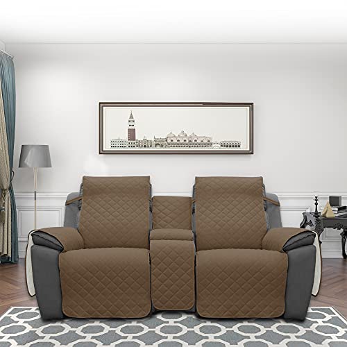 Easy-Going Loveseat Liegestuhl mit Konsole, wendbarer Couchbezug für Wohnzimmer, geteilter Sofabezug für jeden Sitz mit elastischen Bändern für Kinder, Hunde, Haustiere (2-Sitzer, Kamel/Elfenbein)