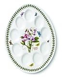 Portmeirion Botanic Garden Ceramic Devilled Egg Dish 12-Inch - White with Floral Design - Laurel Leaf border - Classic English design - Dishwasher, Microwave, Warm Oven Only and Freezer Safe -