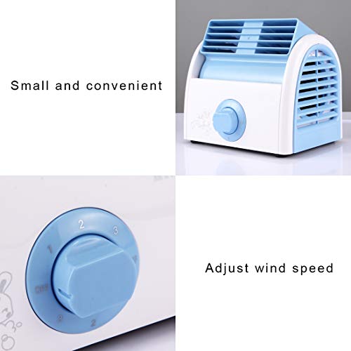 Image of Mini Handheld Fan 30W Turbine No Blade Mini Desktop Mute Fan for Dormitory /Bedroom /Living Room /Office, 3 Kinds Speed Mode, AC 220V(Pink) (Color : Blue)