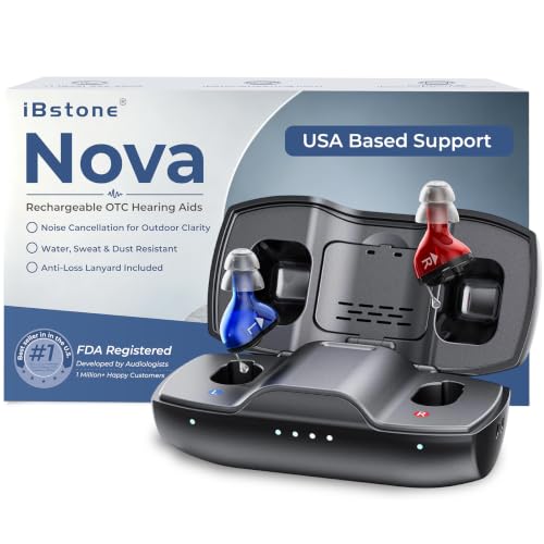 iBstone Nova Hearing Aids for Seniors Adults: Superior Sound Quality - Smart Noise Cancelling - No Feedback - 1.5Hrs Charging for 100Hrs Working - Come with Anti-Lost Lanyard - Over-the-Counter
