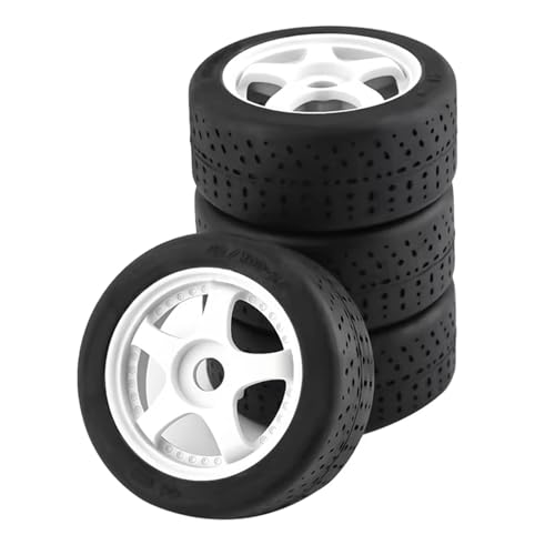 RC�J�[�̃^�C���ƃz�C�[�� Compatible With ARRMA For INFRACTION 6S F1 For LIMITLESS 1/7 RC�J�[�A�b�v�O���[�h�p�[�c�A�N�Z�T���[ �v���X�`�b�N�z�C�[�� �S���^�C�� 4��(White)