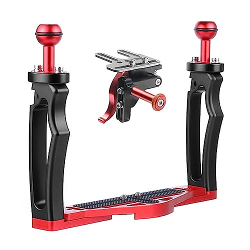 JAGTRADE Aluminium Alloy Underwater Video Light Stabilizer Tray Diving Light Stand Tray with Two Ball Handle for Action Cameras