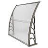 4080120 Window Awning Overhead Door Polycarbonate Cover Front Door Outdoor Patio Canopy Cover UV Rain Snow Protection Hollow Sheet 40×40 Gray