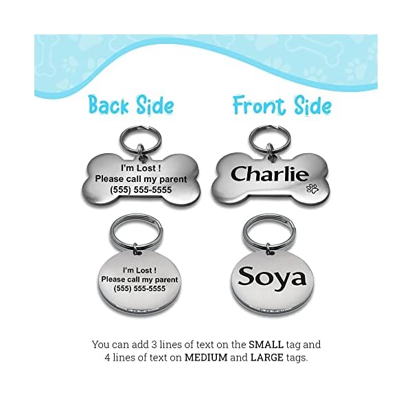 UNIIKA Personalized Custom Dog Tags Engraved Pet Canada (3 Size available) – Medaille pour chien personnalisée, Deep Engraved on Both Sides (Small, Silver) UNIIKA Personalized Custom Dog Tags Engraved Pet Canada (3 Size available) – Medaille pour chien personnalisée, Deep Engraved on Both Sides (Small, Silver)