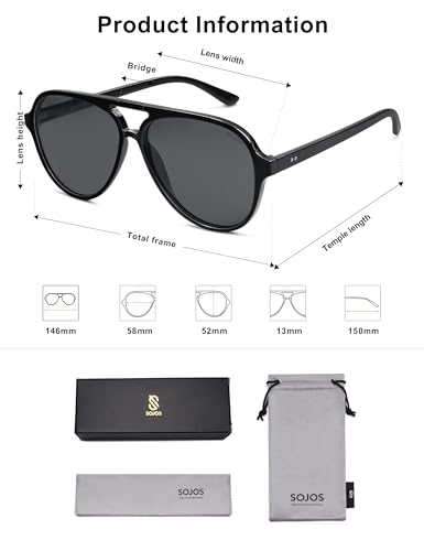 Image of SOJOS Classic Polarized Aviator Sunglasses for Women Men, Retro Trendy Aviators Shades SJ2201