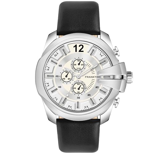 Franktime - Silver Avenger Sports Series Analog Watch for Men & Boys | Silver Dial Mens Watch | Leather Adjustable Stap | Wrist Watch Unisex-Adult Watch (B0CM4VGM7Q) Amazon Price History, Amazon Price Tracker