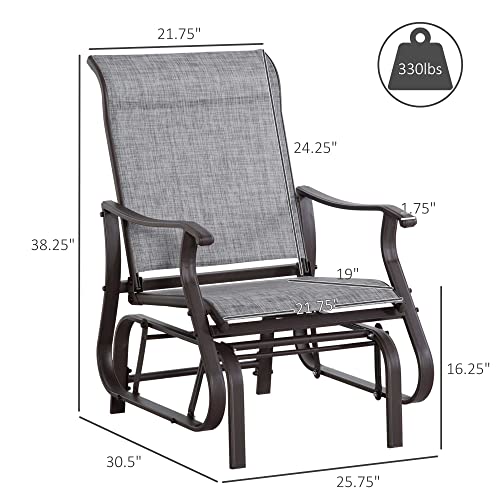 image for Outsunny Outdoor Glider Chair, Gliders for Outside Patio with Steel Fr