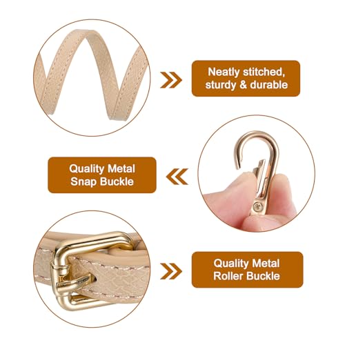 Image of uxcell Leather Bag Strap Replacement Adjustable Crossbody Bag Straps Conversion for Shoulder Bag Handbag Purse, Pink, Gold Buckle