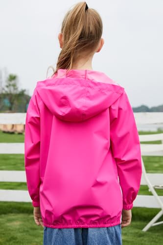 Image of MODAFANS Girls Boys Rain Jacket Lightweight Waterproof Packable Hooded Half zip RainCoats Windbreaker for Outdoor 4-13Year