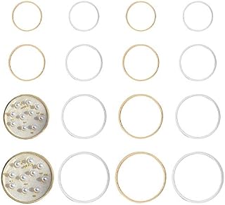 OLYCRAFT 160pcs Round Hollow Frame Pendant 4 Size Brass Open Bezel Frame Charms Circle Brass Rings for Earrings Making and UV Resin Crafts - Golden & Silver