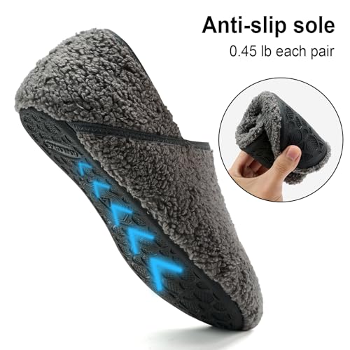 Image of ANLUKE Slipper for Women Men Slipper Socks Fuzzy House Shoes Rubber Sole Slip On Soft-Lightweight Non Slip Indoor /Outdoor