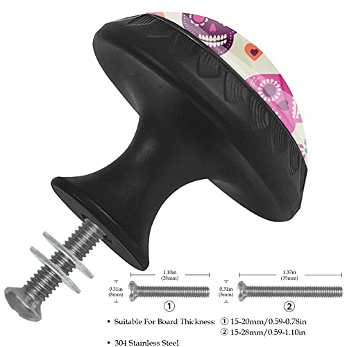 Boutons de tiroir ronds 35mm tête de mort colorés pour meuble enfant - 4