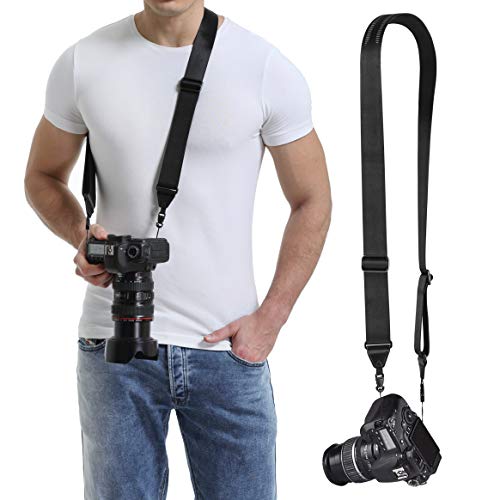waka Rapid Slide Camera Neck Shoulder Strap with Quick Release, Adjustable Camera Sling Strap for Nikon Canon Sony Fuji Panasonic Olympus Pentax Any DSLR Camera, Black