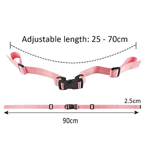 Chudian Pack of 6 Chest Strap for Backpack, School Bag, School Backpack, Children's Adjustable, Universal Nylon Chest Strap with Buckle for Jogging and Hiking (Black, Pink, Orange), Pink - Image 6
