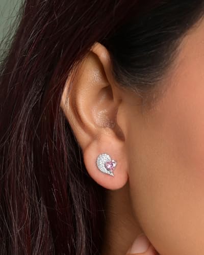 Image of CLARA 925 Sterling Silver Stud Earrings | Platinum Plated | Daily Wear |Gift for Women and Girls