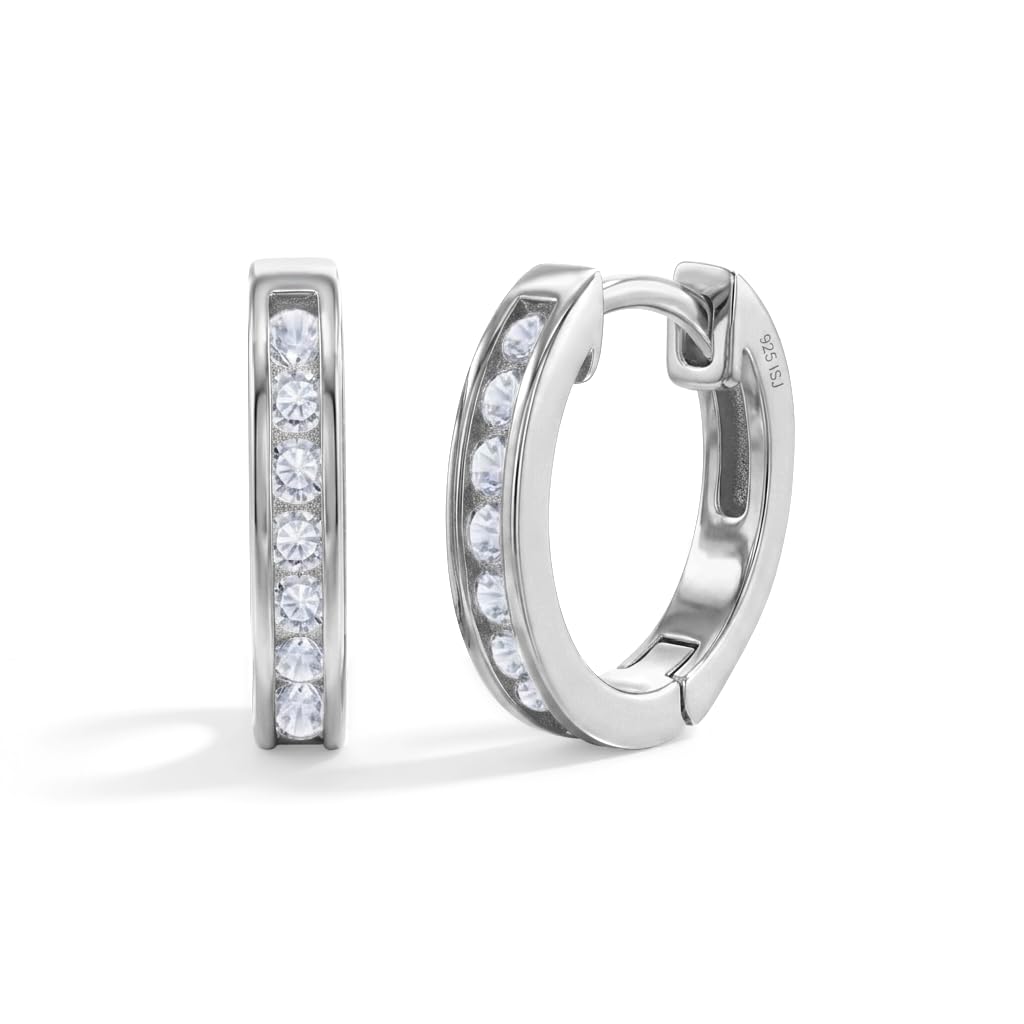 In Season Jewelry Clear Cubic Zirconia Girls Hoop Earrings for Kids