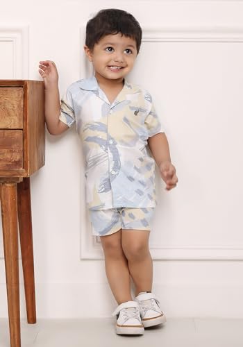 Image of POLKA TOTS 100% Cotton Co-Ord Set for Boys | Half Sleeve Shirt & Shorts Beach Outfit for Kids | Ultra-soft & Breathable Summer Clothes for Toddler & Baby Boy | Casual Dress & Printed Nightwear Set
